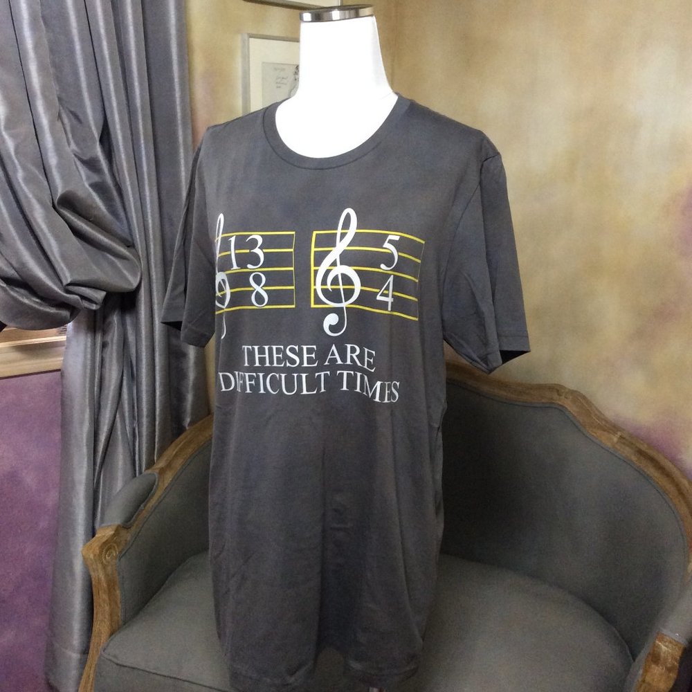 NWT "These Are Difficult Times" funny music tee, size L - Picture 2 of 6